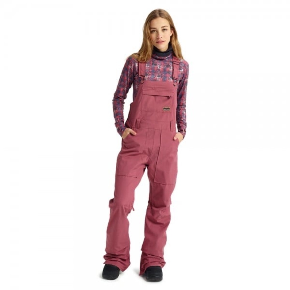 Burton Avalon Women's Rose Brown Pink Snow Bib Overalls - Picture 2 of 12